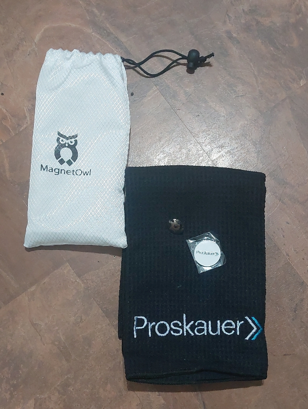 Proskauer Branded Black Golf Waffle Knit Towel And Accessories
